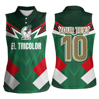 Custom Mexico Football Women Sleeveless Polo Shirt El Tricolor 2024 - Wonder Print Shop