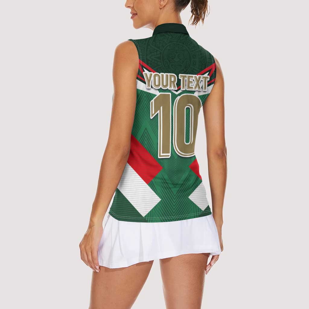 Custom Mexico Football Women Sleeveless Polo Shirt El Tricolor 2024 - Wonder Print Shop