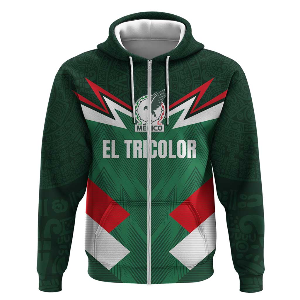 Custom Mexico Football Zip Hoodie El Tricolor 2024 - Wonder Print Shop