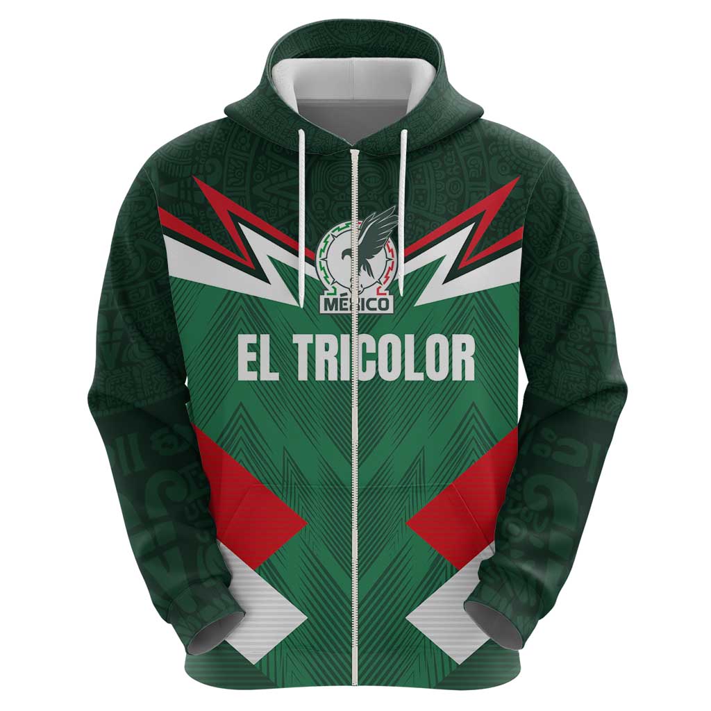 Custom Mexico Football Zip Hoodie El Tricolor 2024 - Wonder Print Shop