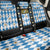 Bavaria Traditional Lederhosen Costume Back Car Seat Cover Bavaria Emblem - Blue Plaid Pattern with Edelweiss Flowers