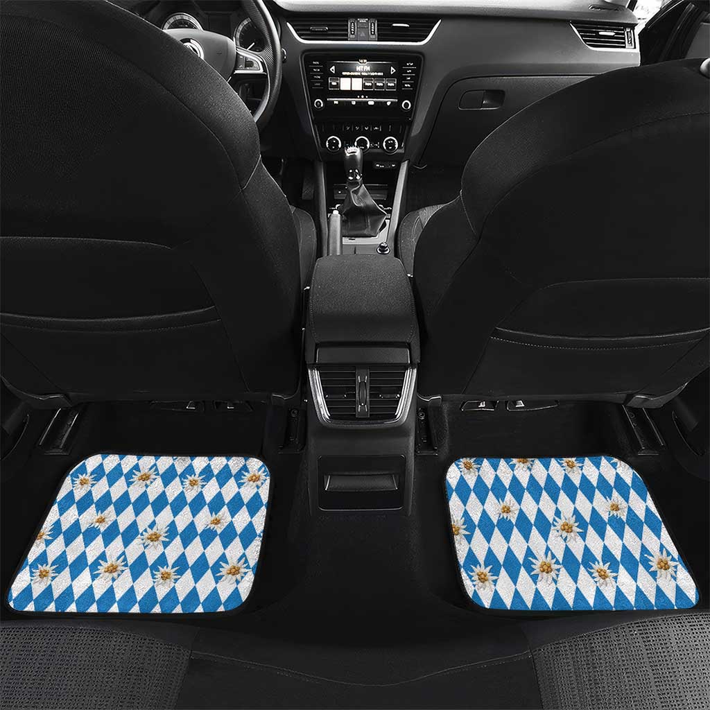 Bavaria Traditional Lederhosen Costume Car Mats Bavaria Emblem - Blue Plaid Pattern with Edelweiss Flowers