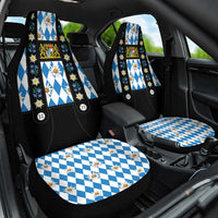 Bavaria Traditional Lederhosen Costume Car Seat Cover Bavaria Emblem - Blue Plaid Pattern with Edelweiss Flowers