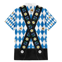 Bavaria Traditional Lederhosen Costume Family Matching Mermaid Dress and Hawaiian Shirt Bavaria Emblem - Blue Plaid Pattern with Edelweiss Flowers - Wonder Print Shop