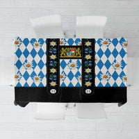 Bavaria Traditional Lederhosen Costume Tablecloth Bavaria Emblem - Blue Plaid Pattern with Edelweiss Flowers - Wonder Print Shop