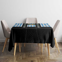 Bavaria Traditional Lederhosen Costume Tablecloth Bavaria Emblem - Blue Plaid Pattern with Edelweiss Flowers - Wonder Print Shop