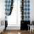 Bavaria Traditional Lederhosen Costume Window Curtain Bavaria Emblem - Blue Plaid Pattern with Edelweiss Flowers - Wonder Print Shop