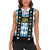 Bavaria Traditional Lederhosen Costume Women Sleeveless Polo Shirt Bavaria Emblem - Blue Plaid Pattern with Edelweiss Flowers - Wonder Print Shop