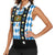 Bavaria Traditional Lederhosen Costume Women Sleeveless Polo Shirt Bavaria Emblem - Blue Plaid Pattern with Edelweiss Flowers - Wonder Print Shop
