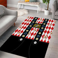Bavaria Traditional Lederhosen Costume Area Rug Bavaria Emblem -  Red Plaid Pattern with Edelweiss Flowers
