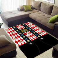Bavaria Traditional Lederhosen Costume Area Rug Bavaria Emblem -  Red Plaid Pattern with Edelweiss Flowers