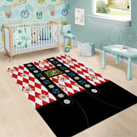 Bavaria Traditional Lederhosen Costume Area Rug Bavaria Emblem -  Red Plaid Pattern with Edelweiss Flowers