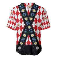 Bavaria Traditional Lederhosen Costume Baseball Jersey Bavaria Emblem -  Red Plaid Pattern with Edelweiss Flowers