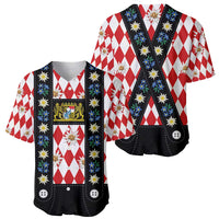 Bavaria Traditional Lederhosen Costume Baseball Jersey Bavaria Emblem -  Red Plaid Pattern with Edelweiss Flowers