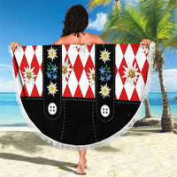 Bavaria Traditional Lederhosen Costume Beach Blanket Bavaria Emblem -  Red Plaid Pattern with Edelweiss Flowers