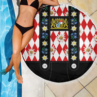 Bavaria Traditional Lederhosen Costume Beach Blanket Bavaria Emblem -  Red Plaid Pattern with Edelweiss Flowers