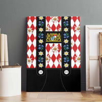 Bavaria Traditional Lederhosen Costume Canvas Wall Art Bavaria Emblem -  Red Plaid Pattern with Edelweiss Flowers