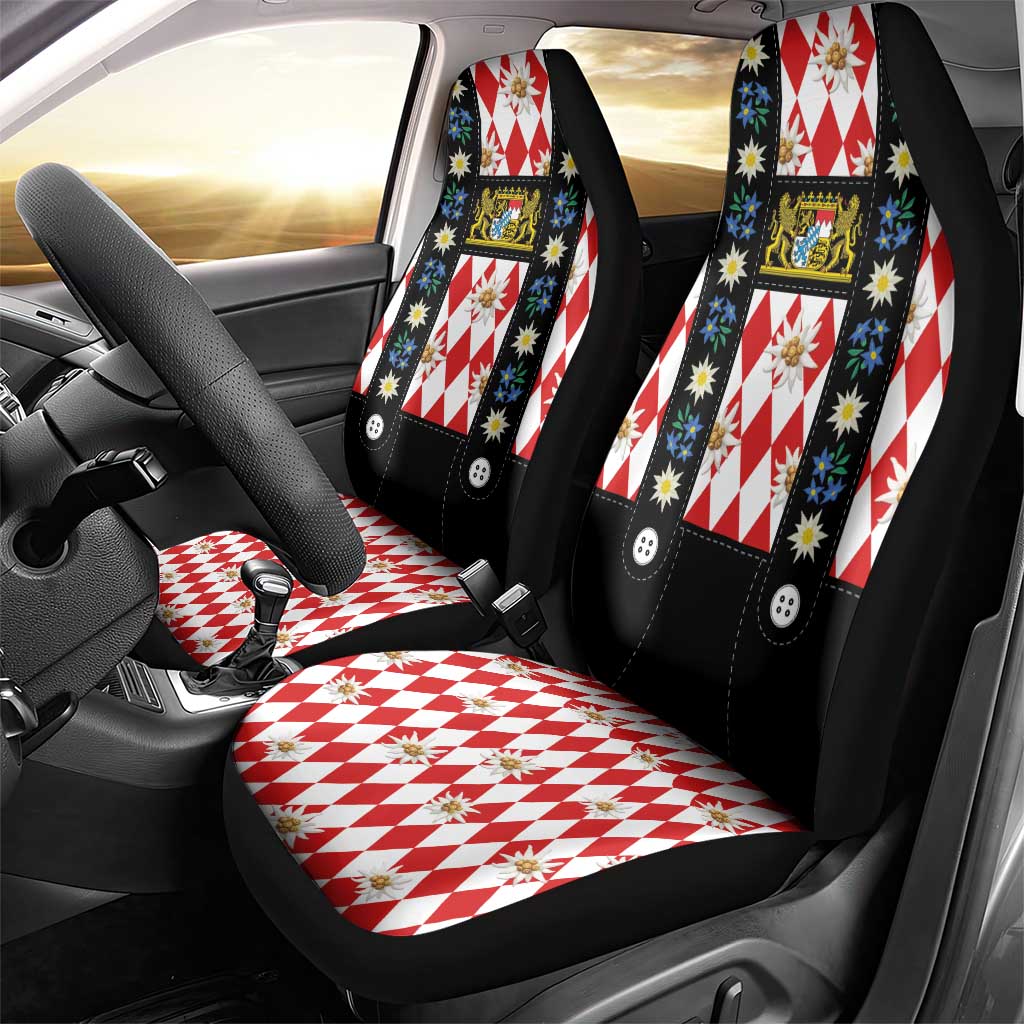 Bavaria Traditional Lederhosen Costume Car Seat Cover Bavaria Emblem -  Red Plaid Pattern with Edelweiss Flowers