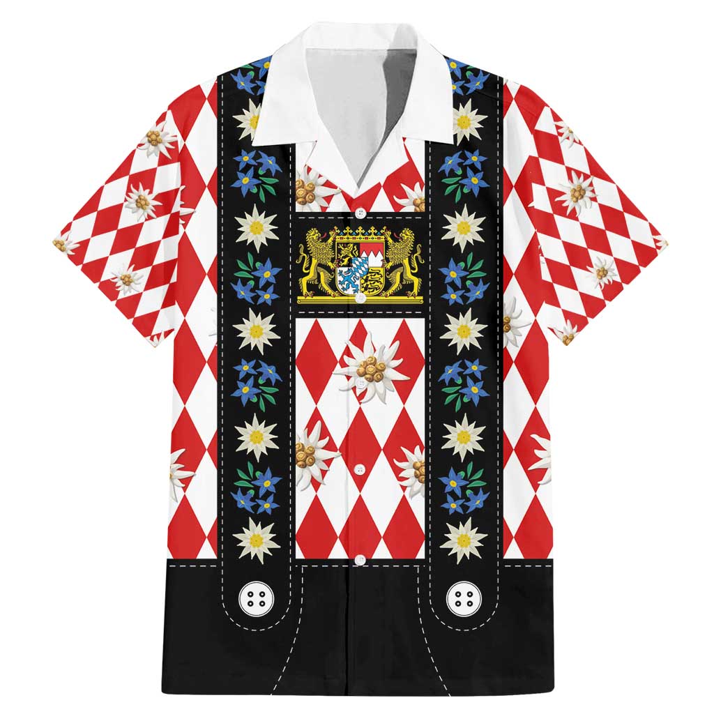 Bavaria Traditional Lederhosen Costume Family Matching Mermaid Dress and Hawaiian Shirt Bavaria Emblem -  Red Plaid Pattern with Edelweiss Flowers - Wonder Print Shop