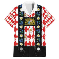 Bavaria Traditional Lederhosen Costume Family Matching Short Sleeve Bodycon Dress and Hawaiian Shirt Bavaria Emblem -  Red Plaid Pattern with Edelweiss Flowers - Wonder Print Shop