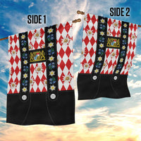Bavaria Traditional Lederhosen Costume Garden Flag Bavaria Emblem -  Red Plaid Pattern with Edelweiss Flowers - Wonder Print Shop