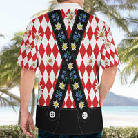 Bavaria Traditional Lederhosen Costume Hawaiian Shirt Bavaria Emblem -  Red Plaid Pattern with Edelweiss Flowers - Wonder Print Shop