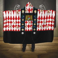 Bavaria Traditional Lederhosen Costume Hooded Blanket Bavaria Emblem -  Red Plaid Pattern with Edelweiss Flowers - Wonder Print Shop