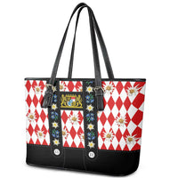Bavaria Traditional Lederhosen Costume Leather Tote Bag Bavaria Emblem -  Red Plaid Pattern with Edelweiss Flowers
