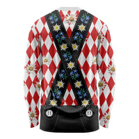 Bavaria Traditional Lederhosen Costume Long Sleeve Shirt Bavaria Emblem -  Red Plaid Pattern with Edelweiss Flowers - Wonder Print Shop