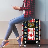 Bavaria Traditional Lederhosen Costume Luggage Cover Bavaria Emblem -  Red Plaid Pattern with Edelweiss Flowers - Wonder Print Shop