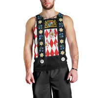 Bavaria Traditional Lederhosen Costume Men Tank Top Bavaria Emblem -  Red Plaid Pattern with Edelweiss Flowers - Wonder Print Shop