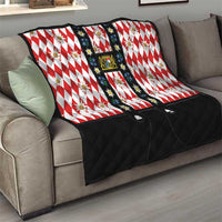 Bavaria Traditional Lederhosen Costume Quilt Bavaria Emblem -  Red Plaid Pattern with Edelweiss Flowers - Wonder Print Shop