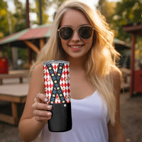 Traditional Bavarian Costume - Lederhosen Skinny Tumbler Bavaria Emblem -  Red Plaid Pattern with Edelweiss Flowers - Wonder Print Shop