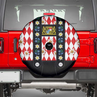 Bavaria Traditional Lederhosen Costume Spare Tire Cover Bavaria Emblem -  Red Plaid Pattern with Edelweiss Flowers - Wonder Print Shop