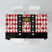 Bavaria Traditional Lederhosen Costume Tablecloth Bavaria Emblem -  Red Plaid Pattern with Edelweiss Flowers - Wonder Print Shop