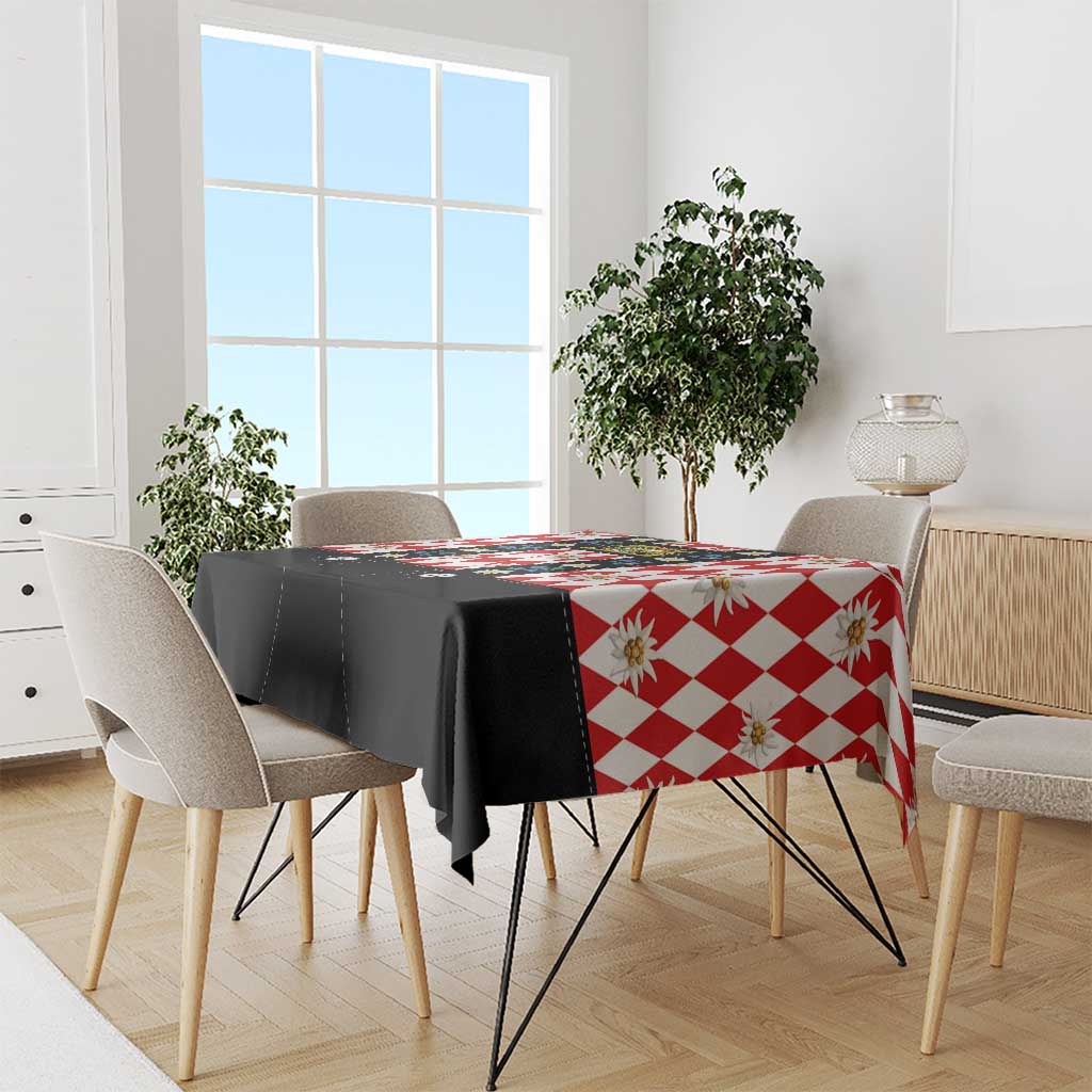 Bavaria Traditional Lederhosen Costume Tablecloth Bavaria Emblem -  Red Plaid Pattern with Edelweiss Flowers - Wonder Print Shop