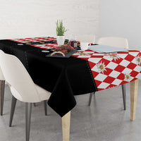 Bavaria Traditional Lederhosen Costume Tablecloth Bavaria Emblem -  Red Plaid Pattern with Edelweiss Flowers - Wonder Print Shop