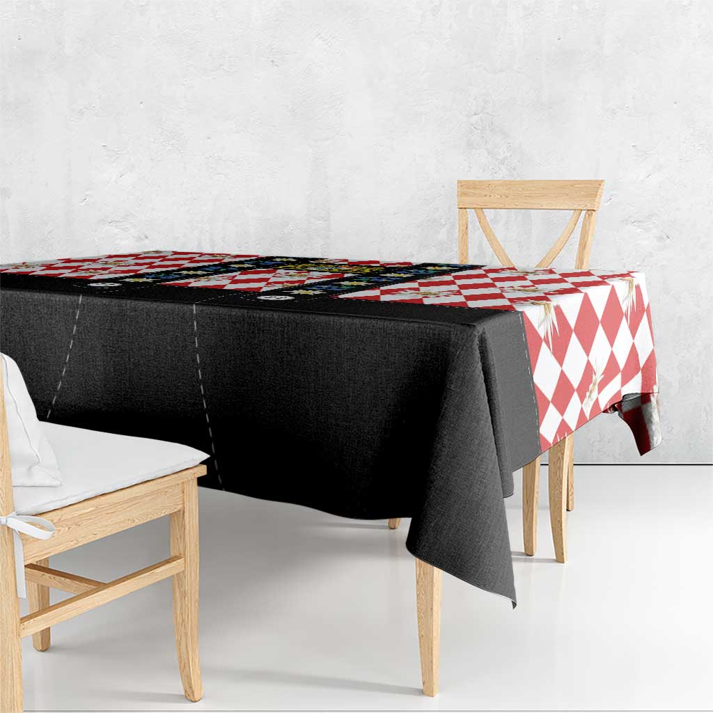 Bavaria Traditional Lederhosen Costume Tablecloth Bavaria Emblem -  Red Plaid Pattern with Edelweiss Flowers - Wonder Print Shop