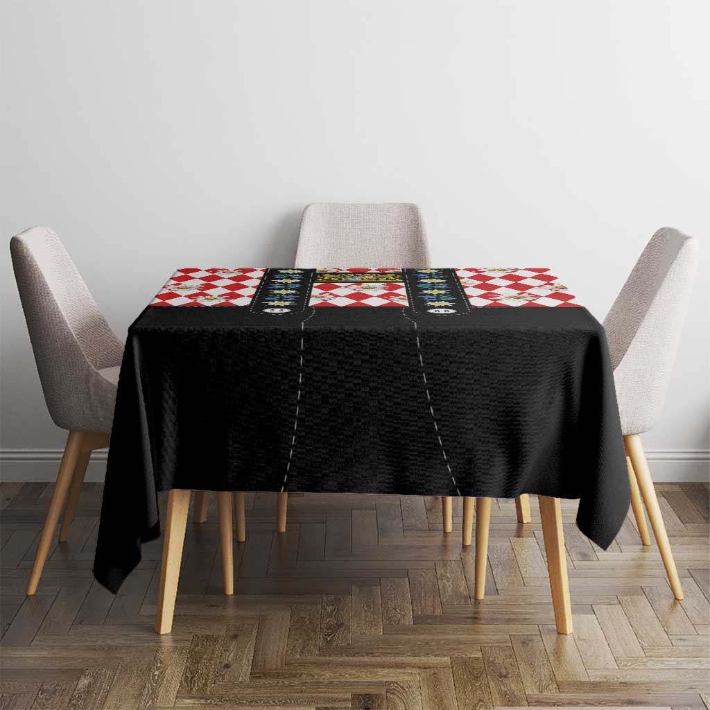 Bavaria Traditional Lederhosen Costume Tablecloth Bavaria Emblem -  Red Plaid Pattern with Edelweiss Flowers - Wonder Print Shop