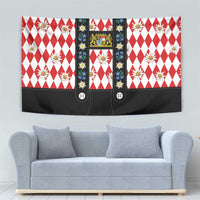 Bavaria Traditional Lederhosen Costume Tapestry Bavaria Emblem -  Red Plaid Pattern with Edelweiss Flowers - Wonder Print Shop