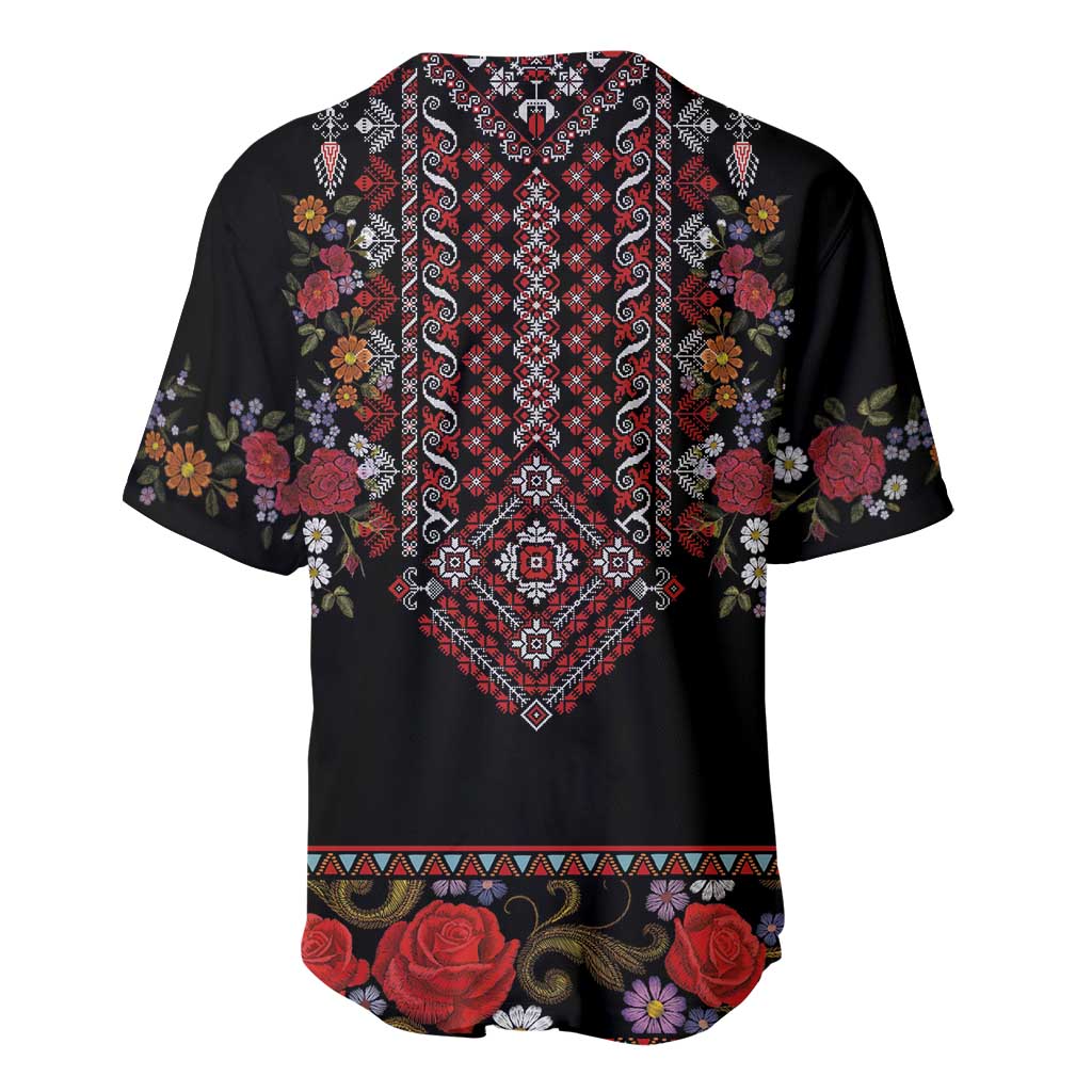 Traditional Romanian Costume - Costum Popular Baseball Jersey Traditional Romanian Motif and Folk Floral Embroidery Style