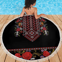Traditional Romanian Costume - Costum Popular Beach Blanket Traditional Romanian Motif and Folk Floral Embroidery Style