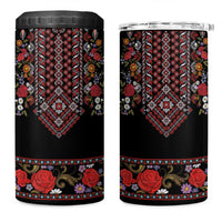 Traditional Romanian Costume - Costum Popular 4 in 1 Can Cooler Tumbler Traditional Romanian Motif and Folk Floral Embroidery Style