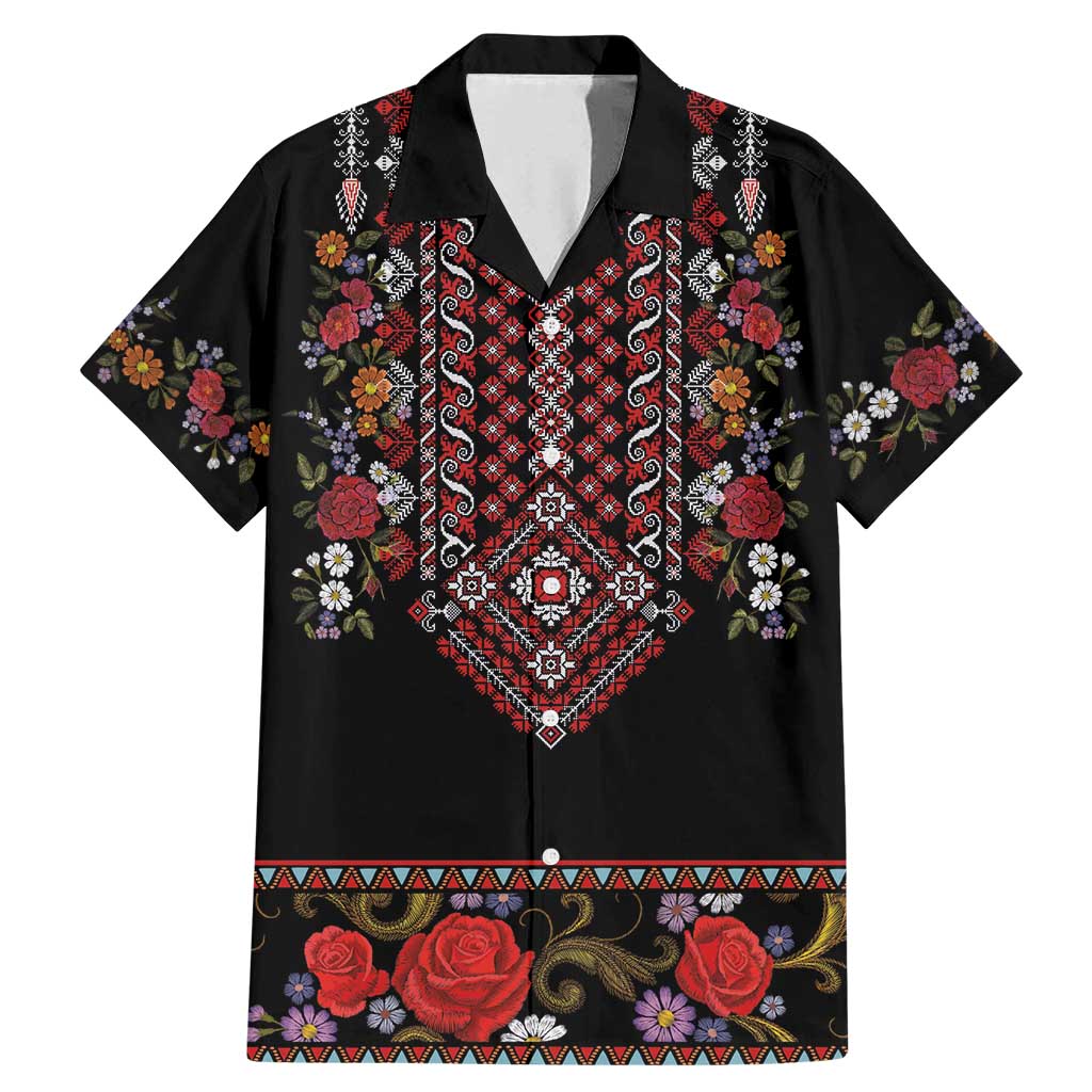 Traditional Romanian Costume - Costum Popular Family Matching Mermaid Dress and Hawaiian Shirt Traditional Romanian Motif and Folk Floral Embroidery Style - Wonder Print Shop