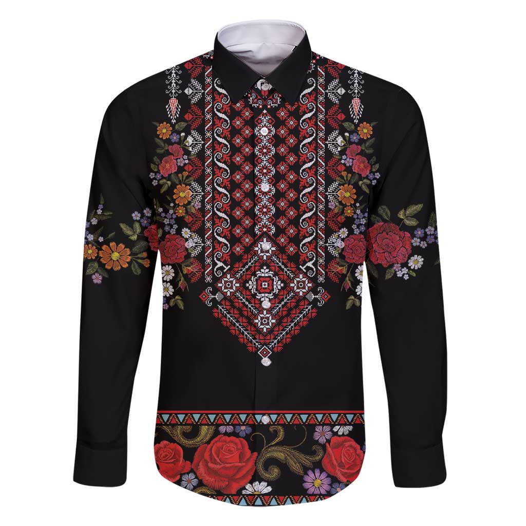 Traditional Romanian Costume - Costum Popular Family Matching Short Sleeve Bodycon Dress and Hawaiian Shirt Traditional Romanian Motif and Folk Floral Embroidery Style - Wonder Print Shop