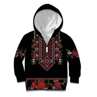 Traditional Romanian Costume - Costum Popular Kid Hoodie Traditional Romanian Motif and Folk Floral Embroidery Style - Wonder Print Shop