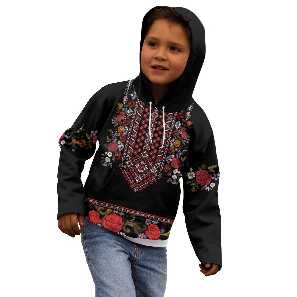 Traditional Romanian Costume - Costum Popular Kid Hoodie Traditional Romanian Motif and Folk Floral Embroidery Style - Wonder Print Shop