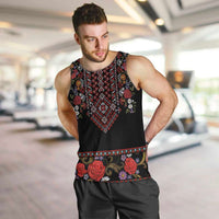 Traditional Romanian Costume - Costum Popular Men Tank Top Traditional Romanian Motif and Folk Floral Embroidery Style - Wonder Print Shop