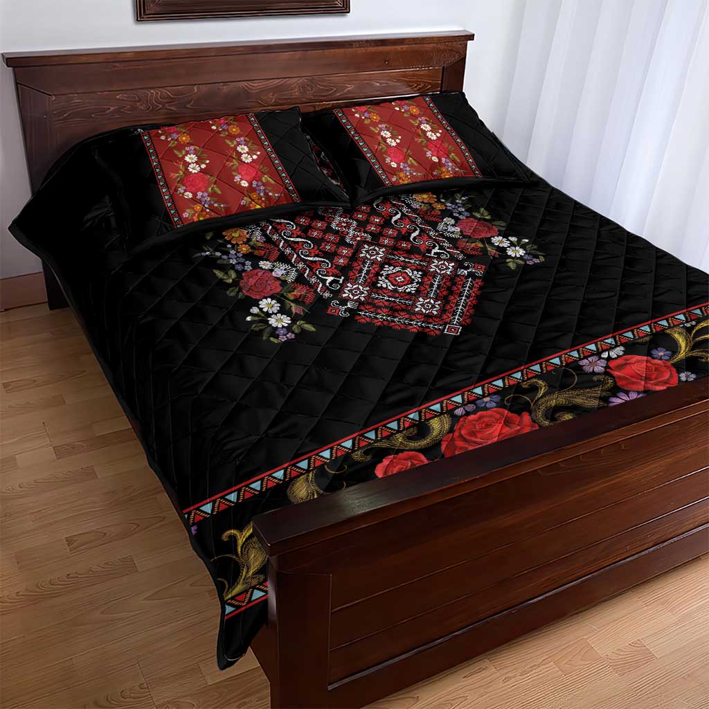 Traditional Romanian Costume - Costum Popular Quilt Bed Set Traditional Romanian Motif and Folk Floral Embroidery Style - Wonder Print Shop