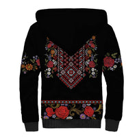 Traditional Romanian Costume - Costum Popular Sherpa Hoodie Traditional Romanian Motif and Folk Floral Embroidery Style - Wonder Print Shop